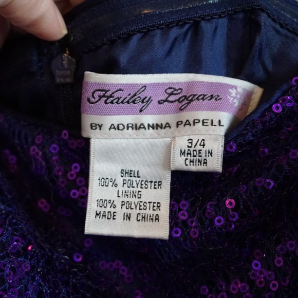 Hailey Logan by Adrianna Papell Purple Sequins Strapless Bodice Dress size 3/4 - Picture 5 of 10